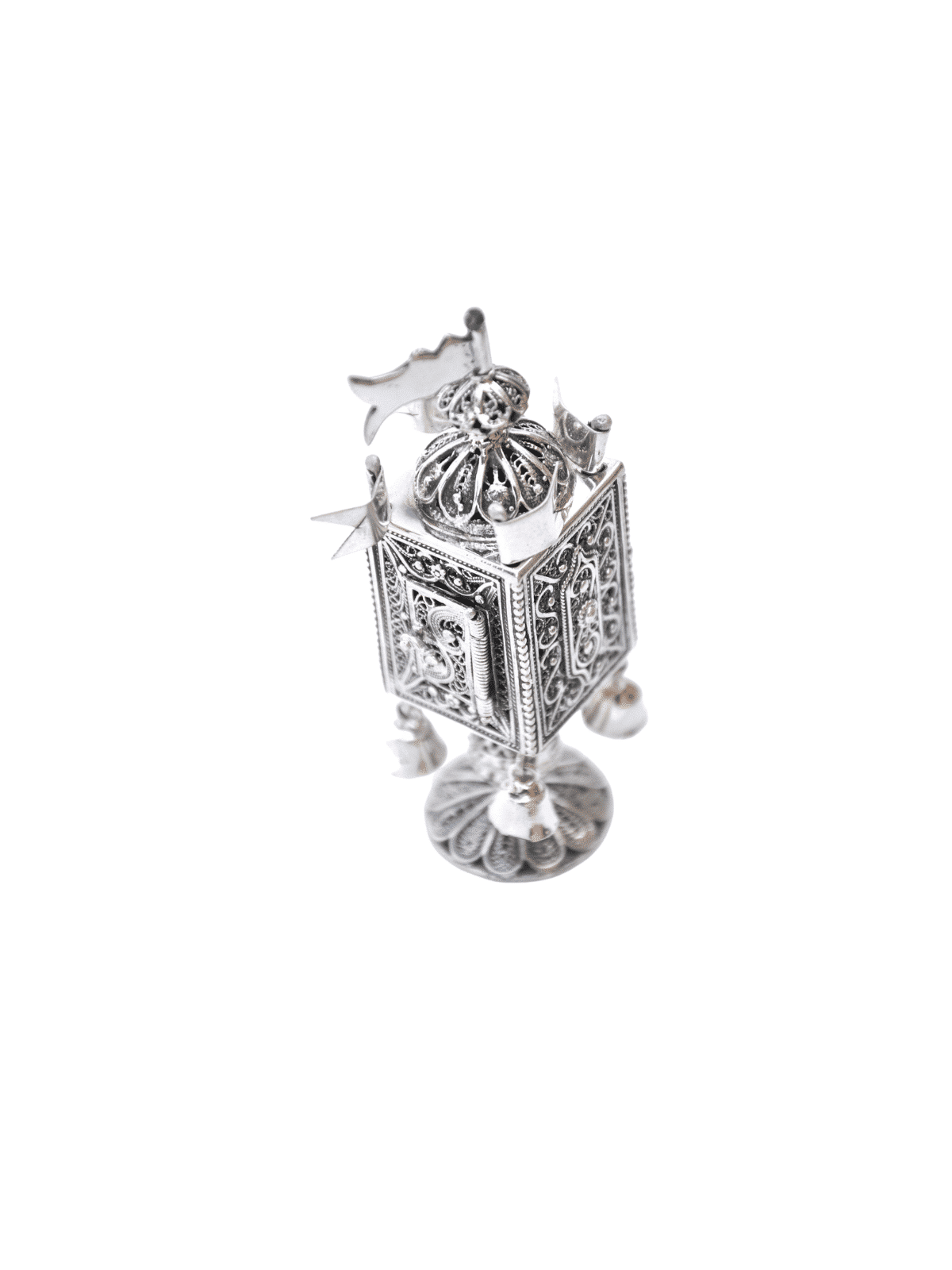 Élégante boîte Besamim en filigrane d'argent avec cloches et, argent sterling J