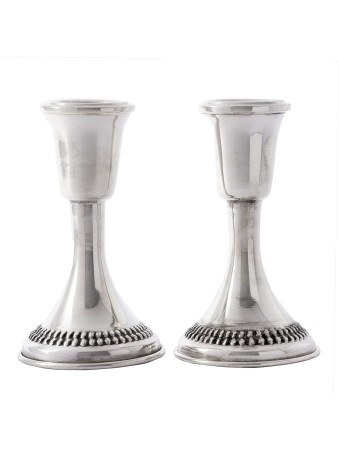 Medium Size Sterling Silver Beads Candlesticks , Sterling Silver Candl