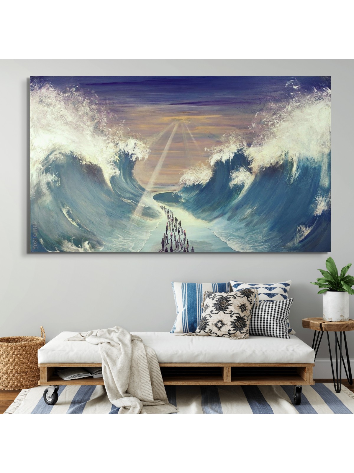 Magnificent Exodus Painting with the Israelites Cr , Jewish Abstract A