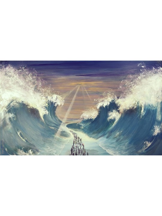 Magnificent Exodus Painting with the Israelites Cr , Jewish Abstract A