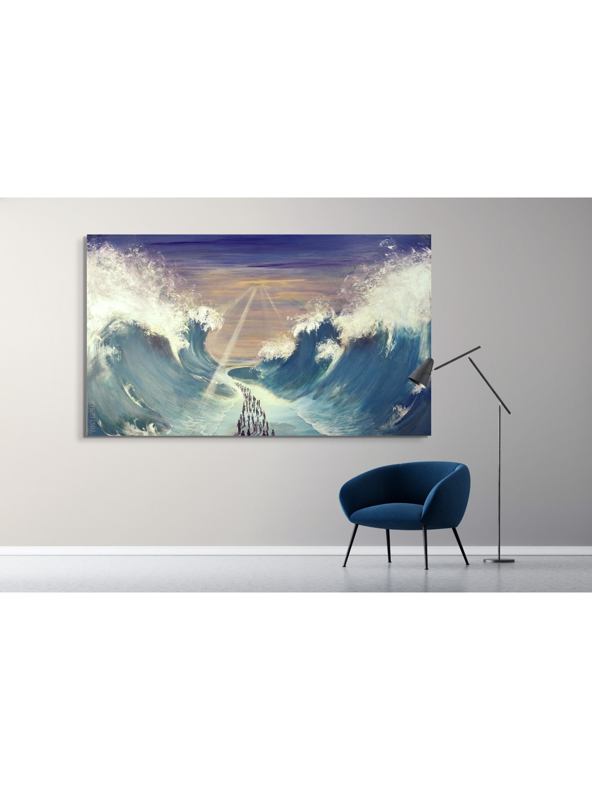 Magnificent Exodus Painting with the Israelites Cr , Jewish Abstract A
