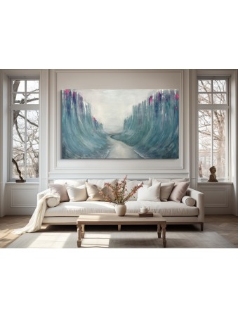 Stunning Blue and Purple Splitting of the Red Sea  , Exodus Paintings
