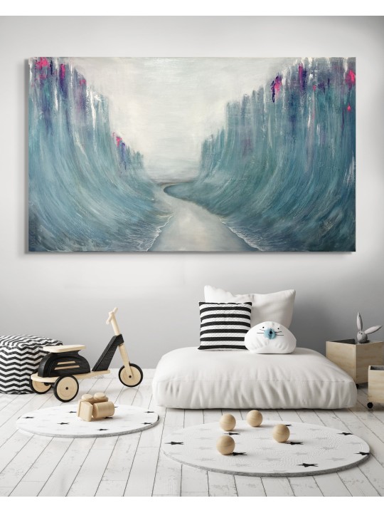 Stunning Blue and Purple Splitting of the Red Sea  , Exodus Paintings