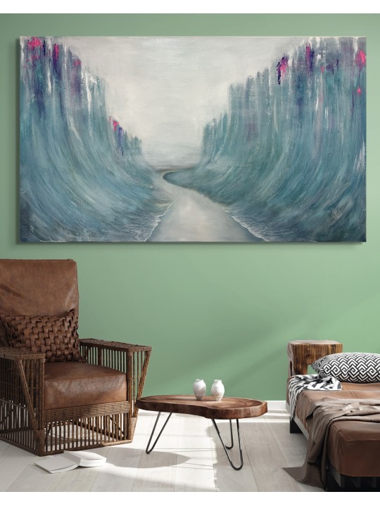 Stunning Blue and Purple Splitting of the Red Sea  , Exodus Paintings