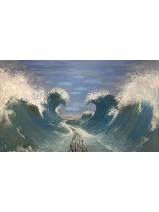 Unique Exodus Artwork with the Israelites Crossing , Jewish Abstract A
