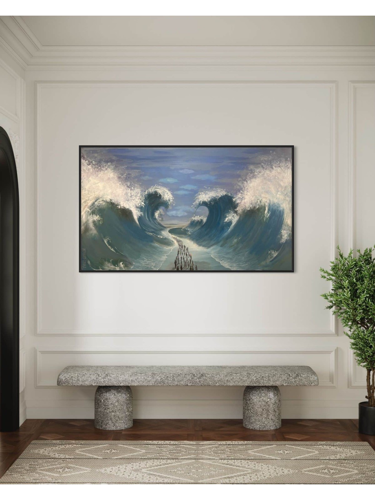 Unique Exodus Artwork with the Israelites Crossing , Jewish Abstract A