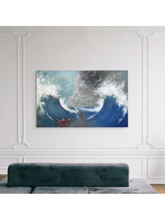 Elegant Moses Parting The Red Sea Painting In Eleg , Jewish Abstract A