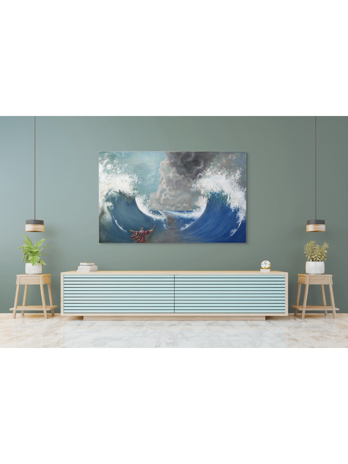 Elegant Moses Parting The Red Sea Painting In Eleg , Jewish Abstract A