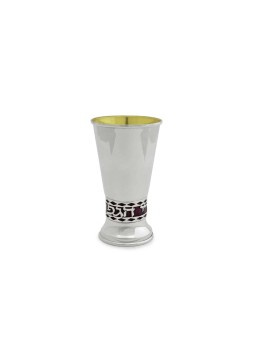 Silver Shiny Cup with Colorful Background Blessing , Modern Kiddush Cu