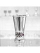 Coupe brillante argentée avec bénédiction de fond coloré, Kiddush Cu moderne