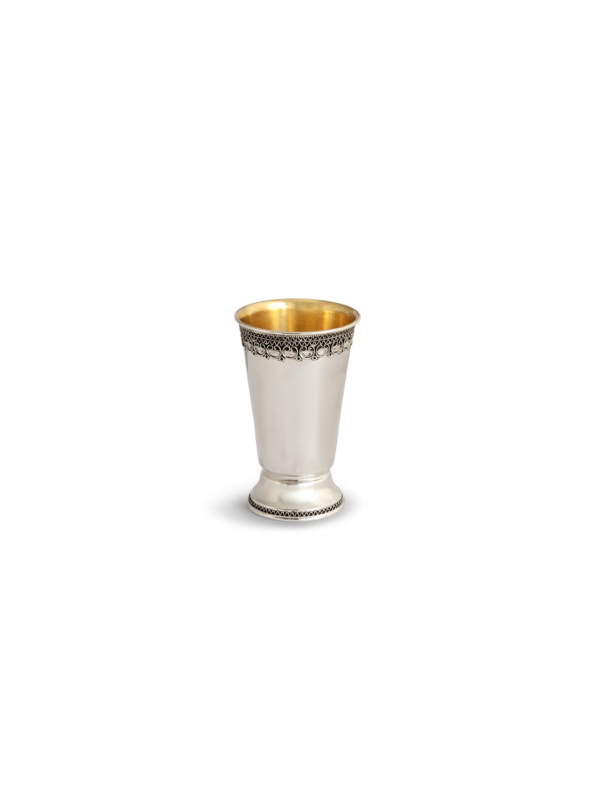 Sterling Silver Kiddush Cup with Filigree band on  , Passover Gifts ,