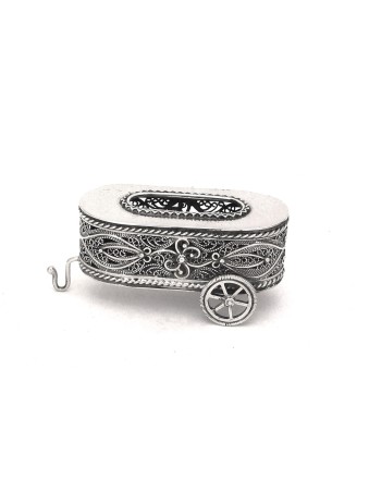 Small Silver Filigree Cart Havdalah Candle Holder , Tu B'Av Gifts , Is