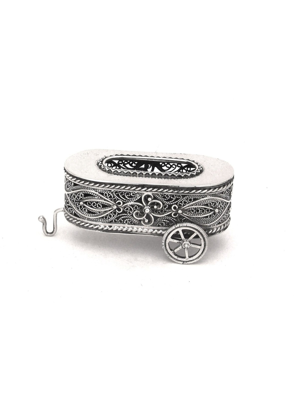 Small Silver Filigree Cart Havdalah Candle Holder , Tu B'Av Gifts , Is