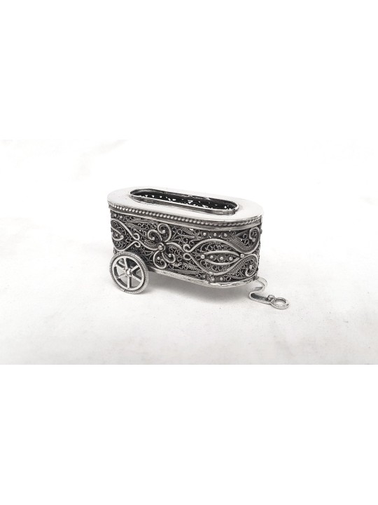 Petit chariot en filigrane d'argent bougeoir Havdalah, cadeaux Tu B'Av, est
