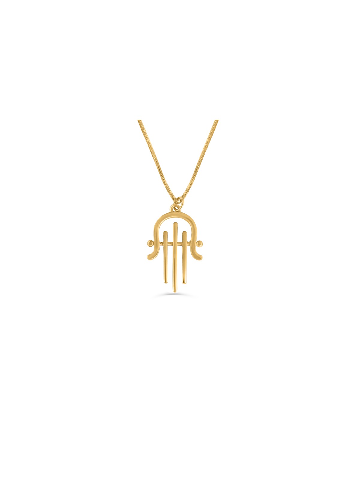 Harp Inspired Gold Lucky Hand Necklace , Jewish Wedding Gifts , Israel