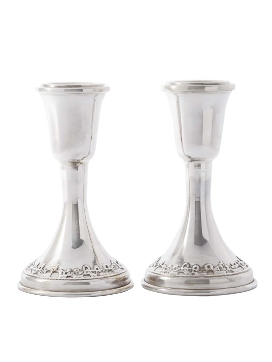 Mid Size Sterling Silver Jerusalem Candle Holders , Sterling Silver Ca