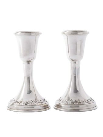 Mid Size Sterling Silver Jerusalem Candle Holders , Sterling Silver Ca