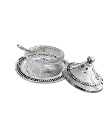Sucrier Argent sterling et plat à miel en verre pour , Tu B'Av Gifts , I