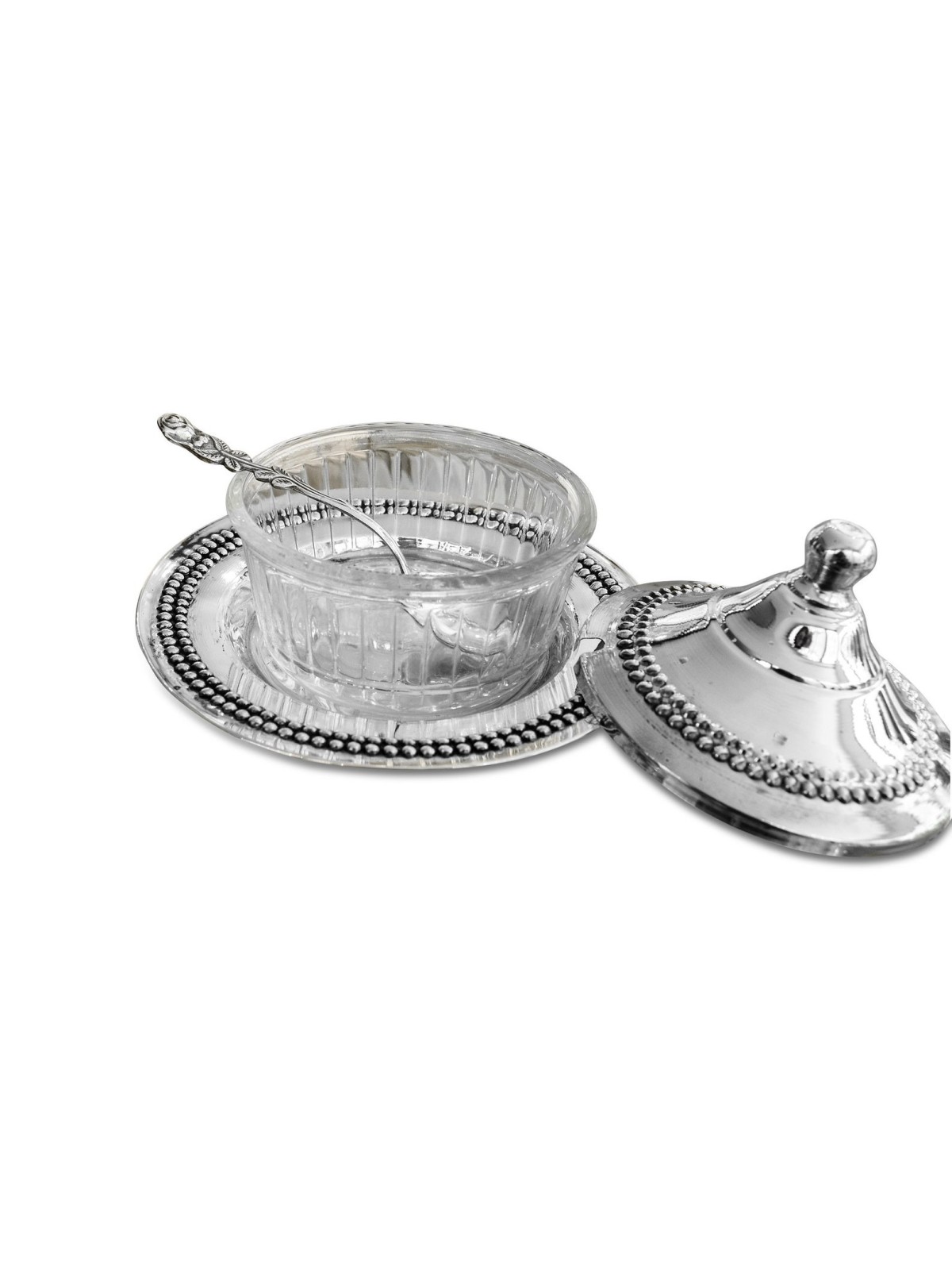 Sugar bowl Sterling silver & glass honey dish for  , Tu B'Av Gifts , I
