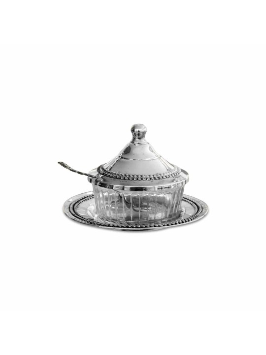Sucrier Argent sterling et plat à miel en verre pour , Tu B'Av Gifts , I
