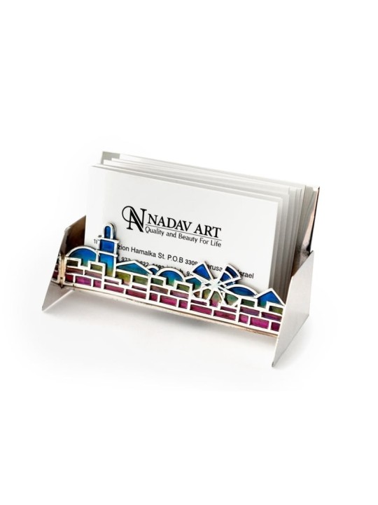 Enamel Card Holder with Jerusalem Landscape , Tu B'Av Gifts , Israeli