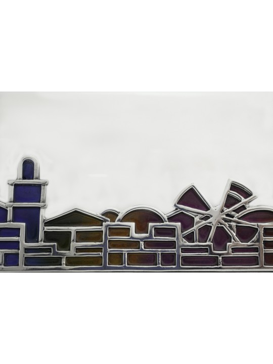 Enamel Card Holder with Jerusalem Landscape , Tu B'Av Gifts , Israeli
