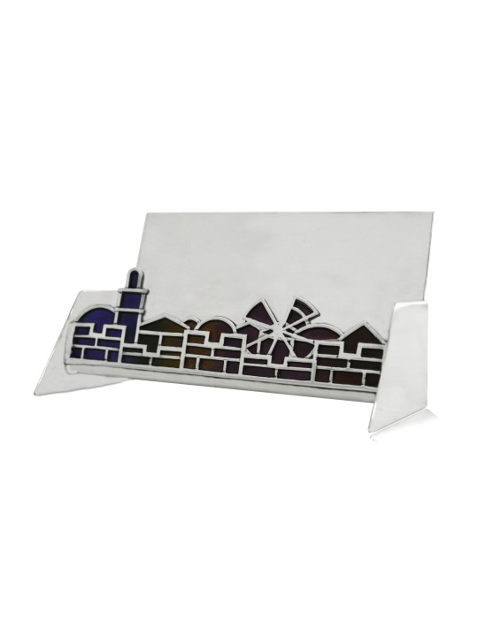 Enamel Card Holder with Jerusalem Landscape , Tu B'Av Gifts , Israeli
