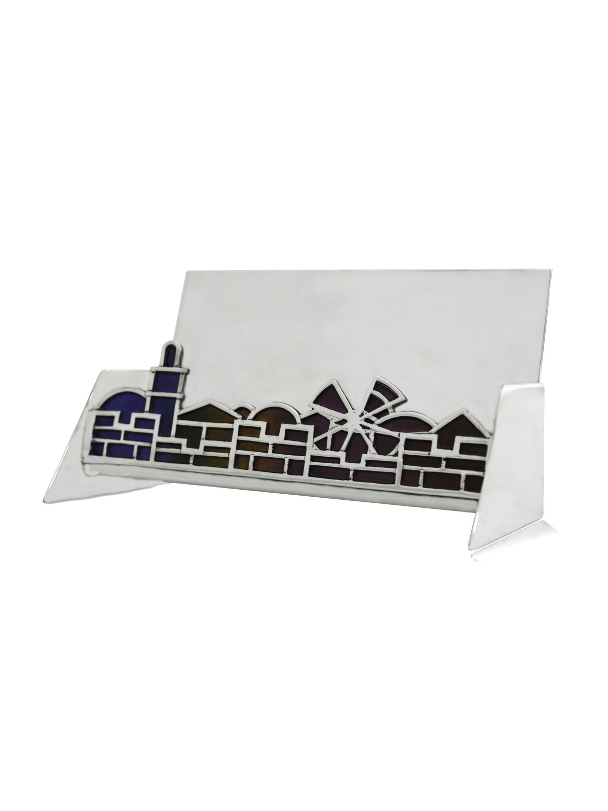Enamel Card Holder with Jerusalem Landscape , Tu B'Av Gifts , Israeli