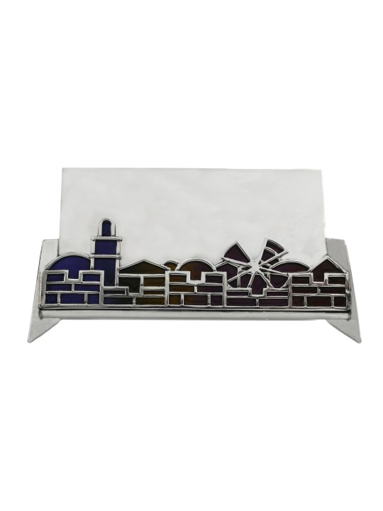 Enamel Card Holder with Jerusalem Landscape , Tu B'Av Gifts , Israeli