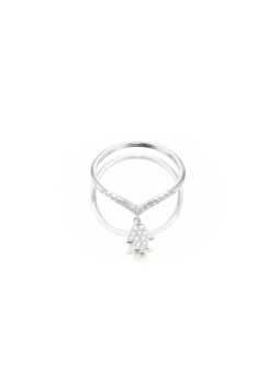 Stunning 14K White Gold Hamsa Ring with Diamonds , Tu B'Av Gifts , Isr