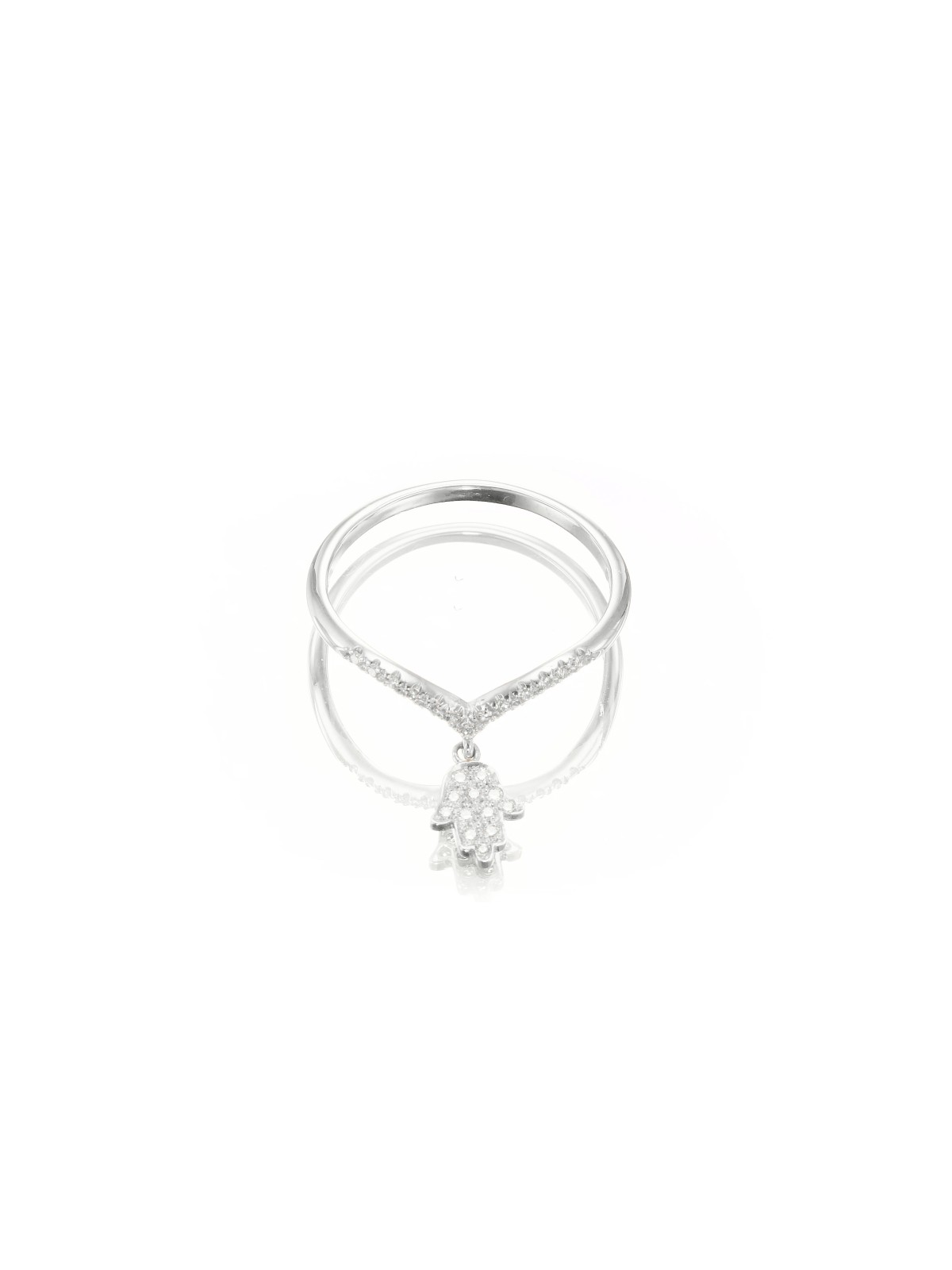 Superbe bague Hamsa en or blanc 14 carats avec diamants, cadeaux Tu B'Av, Isr