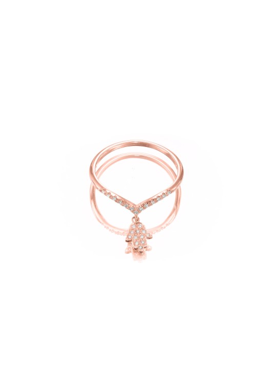Superbe bague Hamsa en or blanc 14 carats avec diamants, cadeaux Tu B'Av, Isr
