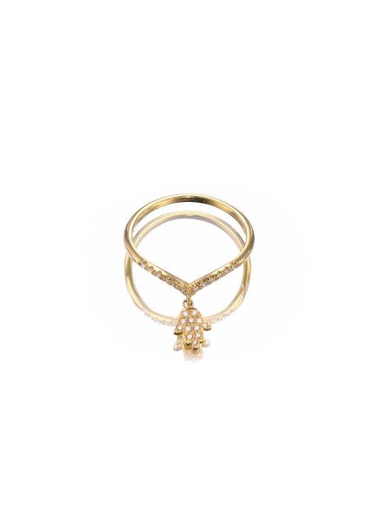 Superbe bague Hamsa en or blanc 14 carats avec diamants, cadeaux Tu B'Av, Isr