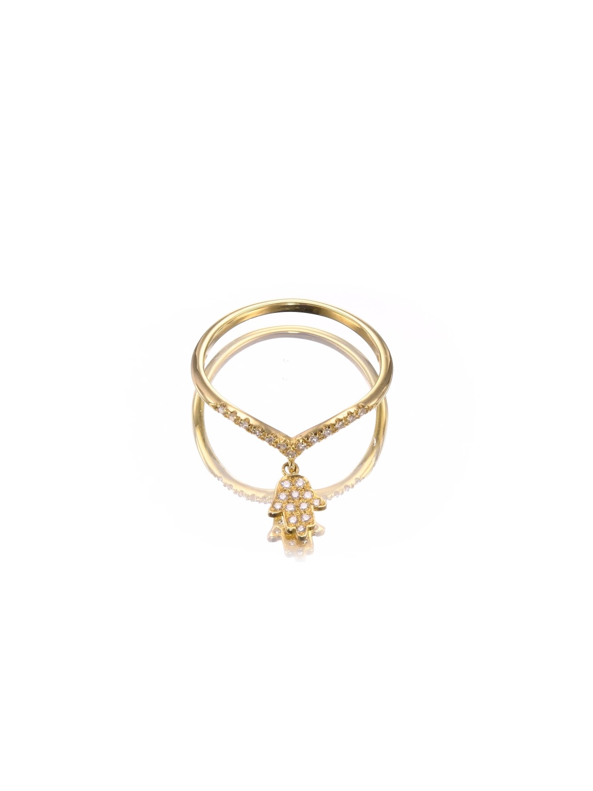 Superbe bague Hamsa en or blanc 14 carats avec diamants, cadeaux Tu B'Av, Isr
