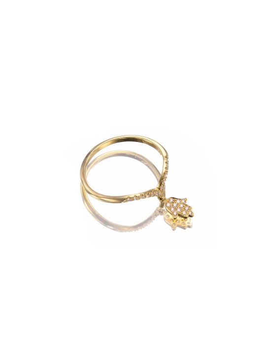 Superbe bague Hamsa en or blanc 14 carats avec diamants, cadeaux Tu B'Av, Isr