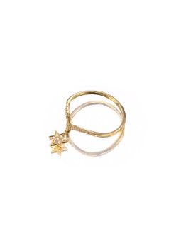Diamonds and 14k Gold Star of David Ring V shape d , Tu B'Av Gifts , I