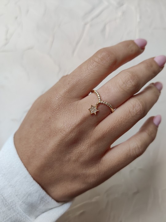 Diamants et or 14 carats Bague étoile de David forme V d , Tu B'Av Gifts , I