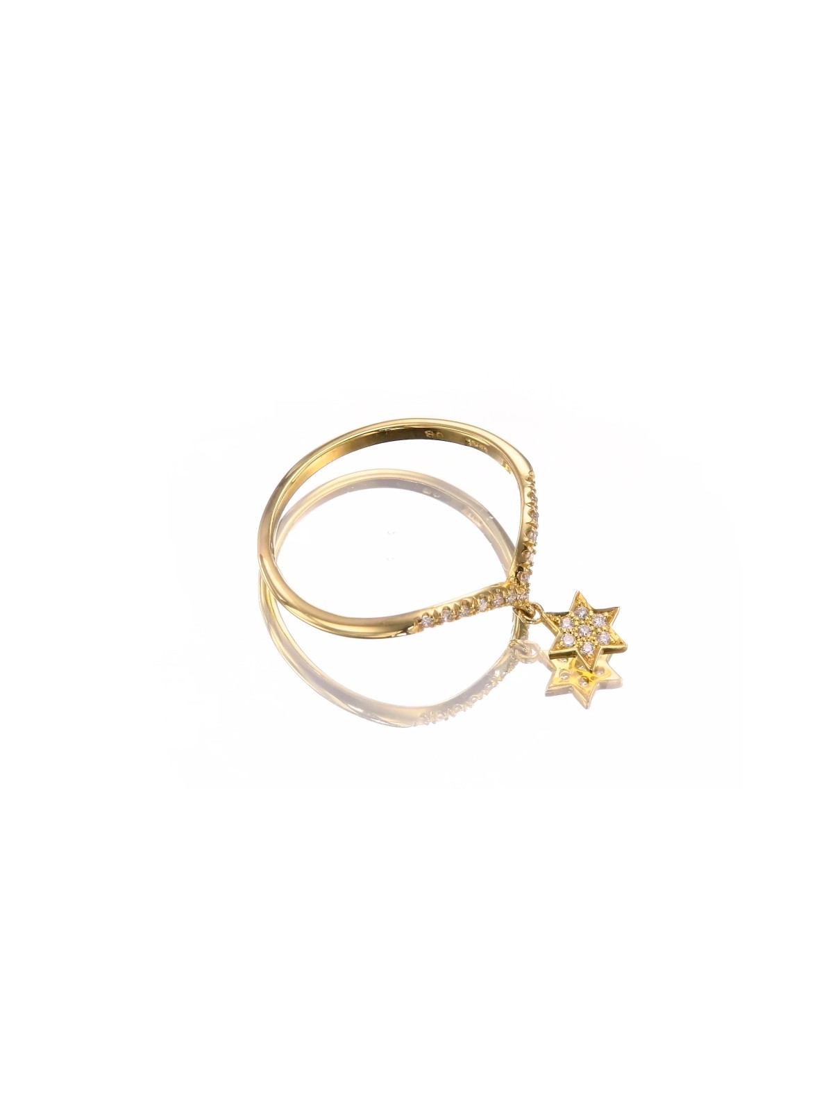 Diamants et or 14 carats Bague étoile de David forme V d , Tu B'Av Gifts , I