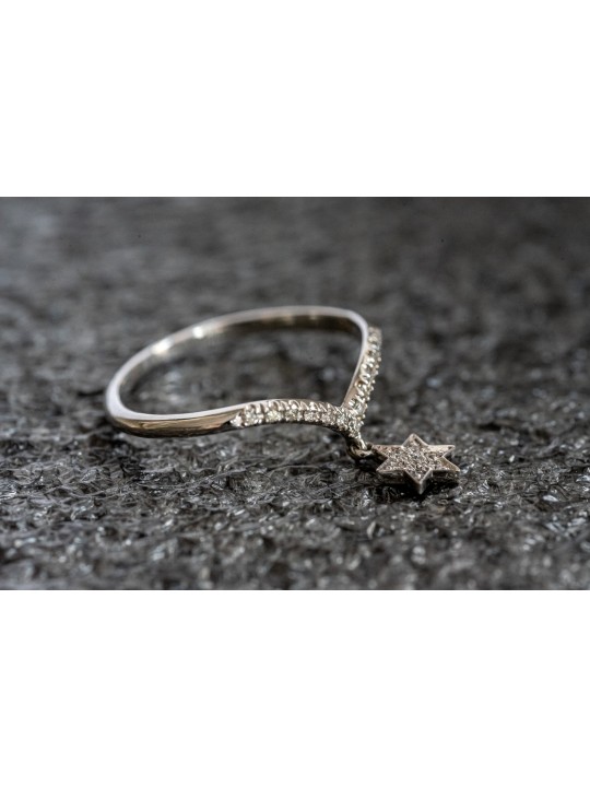 Diamants et or 14 carats Bague étoile de David forme V d , Tu B'Av Gifts , I