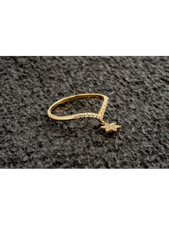 Diamants et or 14 carats Bague étoile de David forme V d , Tu B'Av Gifts , I