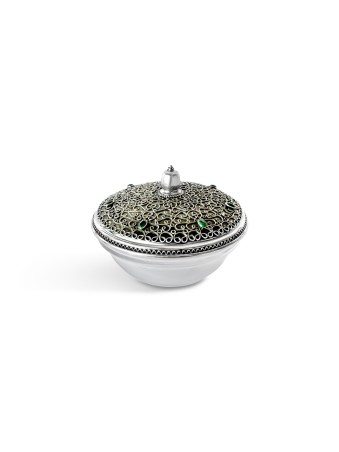 Plat à miel en filigrane d'argent et de verre avec Eilat St, cadeaux Tu B'Av, I