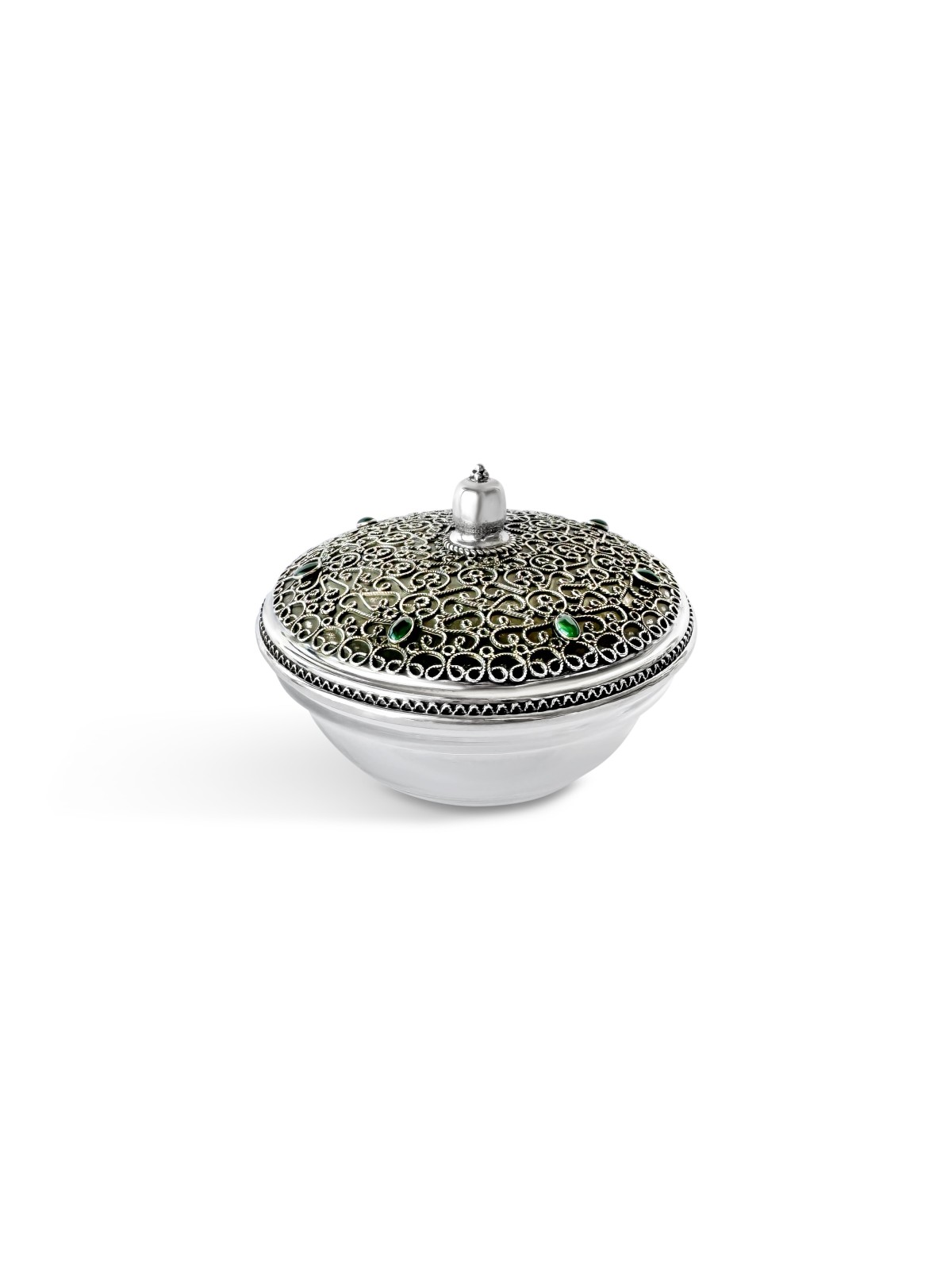 Plat à miel en filigrane d'argent et de verre avec Eilat St, cadeaux Tu B'Av, I