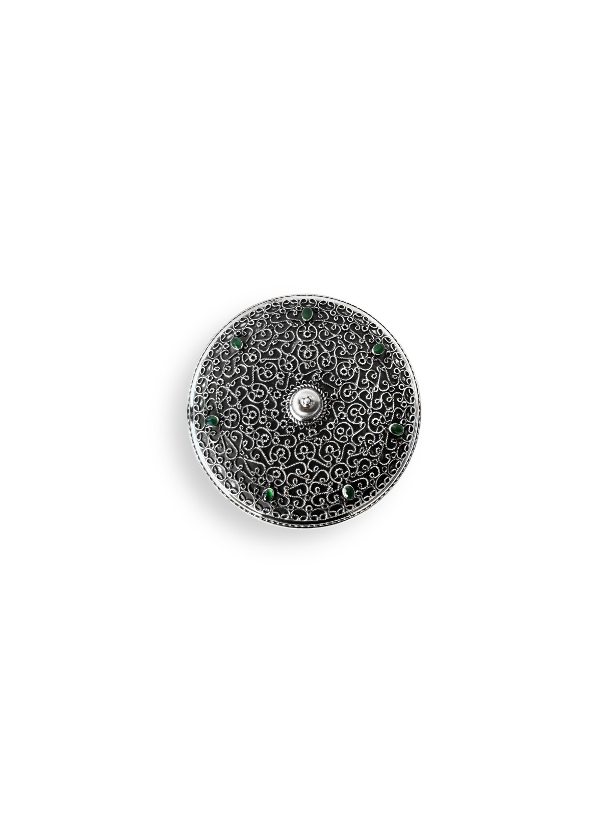 Silver and Glass Filigree Honey Dish with Eilat St , Tu B'Av Gifts , I