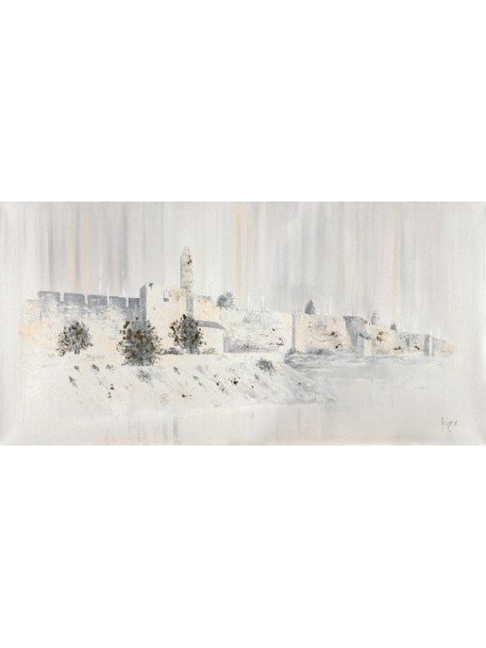 Peinture moderne unique de couleurs à l'huile de Jérusalem Lan, cadeaux Tu B'Av, I