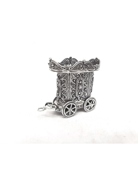 Small Glorious Chariot Silver Candle Holder for Ha , Tu B'Av Gifts , I
