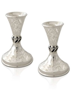 Tiny Filigree Sterling Silver Hammered Candlestick , Passover Gifts ,