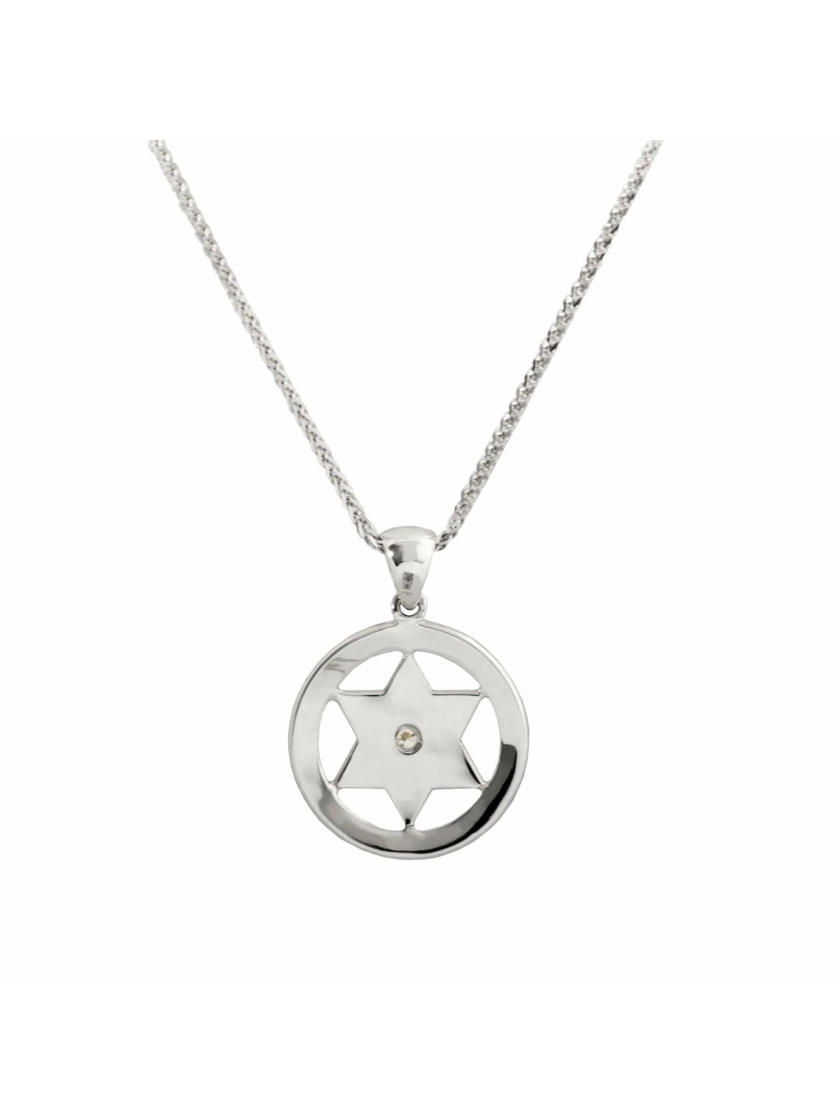 Modern Encircled Gold Star of David Pendant , Tu B'Av Gifts , Israeli