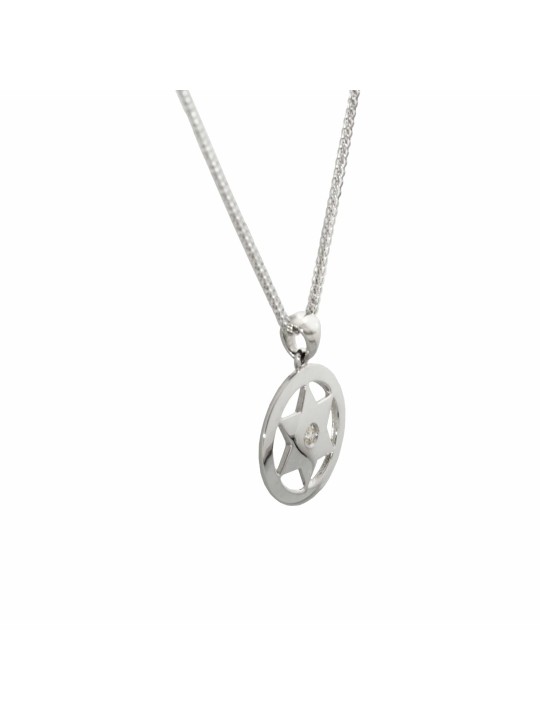 Modern Encircled Gold Star of David Pendant , Tu B'Av Gifts , Israeli
