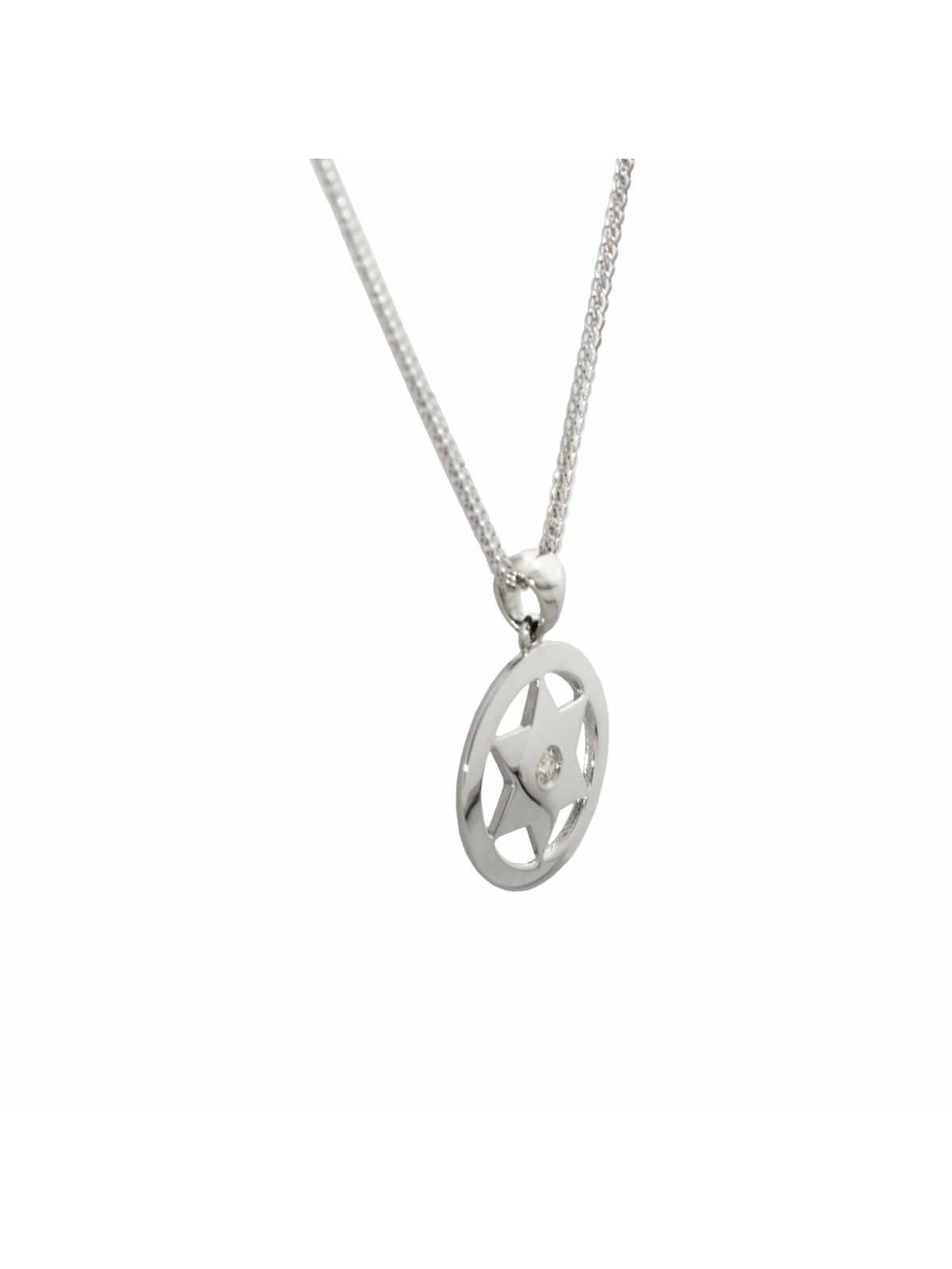 Modern Encircled Gold Star of David Pendant , Tu B'Av Gifts , Israeli