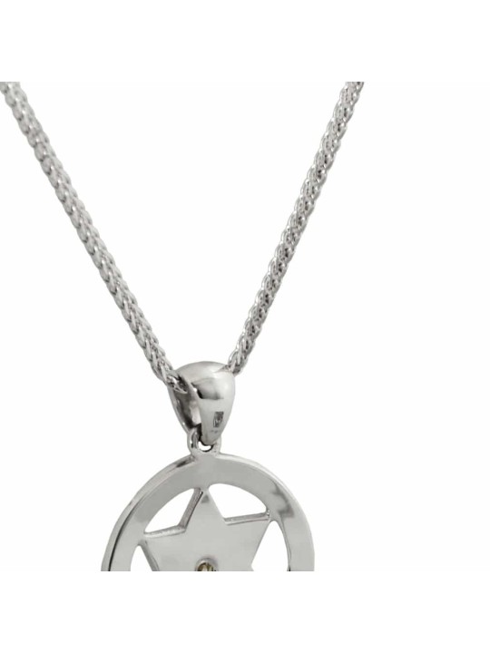Modern Encircled Gold Star of David Pendant , Tu B'Av Gifts , Israeli